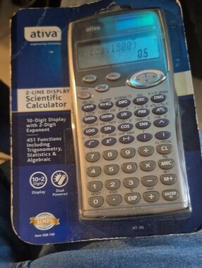 Ativa Silver and Blue Scientific Calculator - 2-Line Display